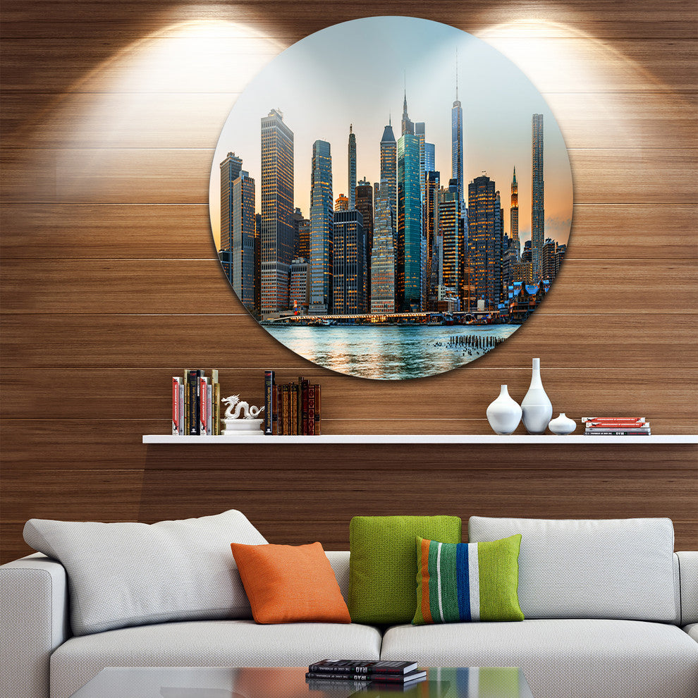 New York City Skyline, Photography Round Wall Art, 23"