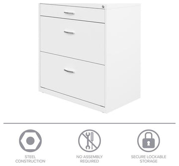 Space Solutions 30"W Metal 3 Drawer Home Office File Cabinet White