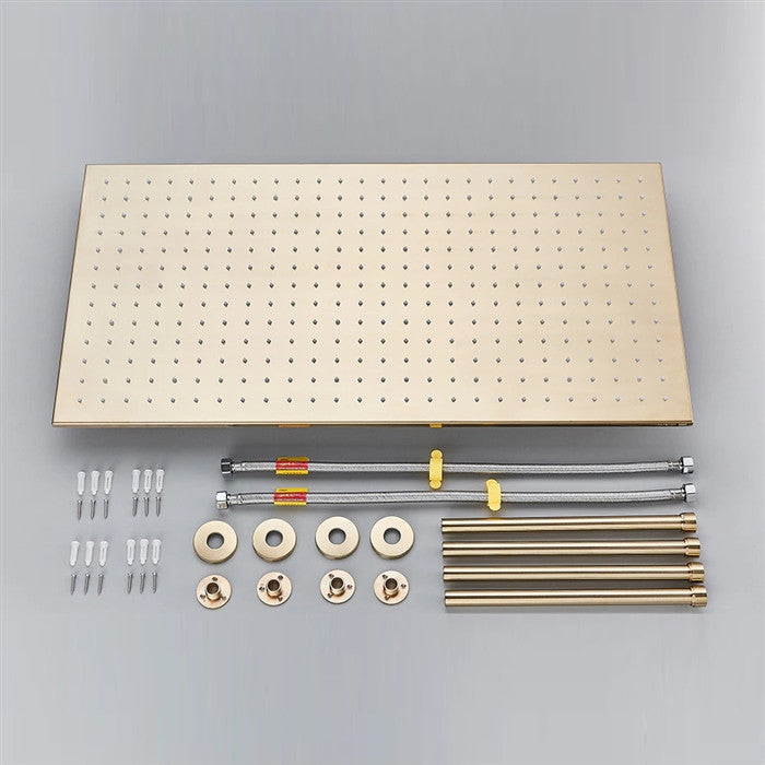 Carpi 20*40" Digital LED Brushed Gold Rainfall Shower System and Handheld Shower