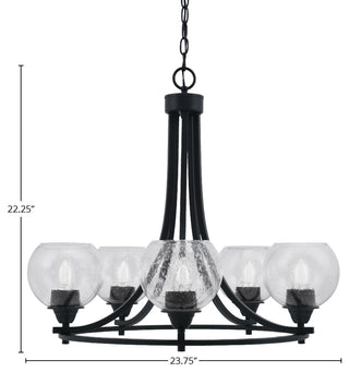 Paramount 5-Light Chandelier, Matte Black, 5.75" Clear Bubble Glass