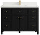 Sonoma 48 Single Sink Reeded Bath Vanity in Black 2" White Quartz