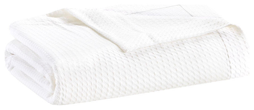Madison Park Egyptian Cotton All-Season Woven Bedding Blanket, White