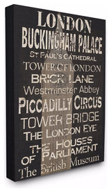 London Landmark Typography Wall Art, 30x40, Stretched Canvas