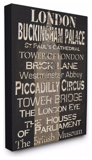 London Landmark Typography Wall Art, 30x40, Stretched Canvas
