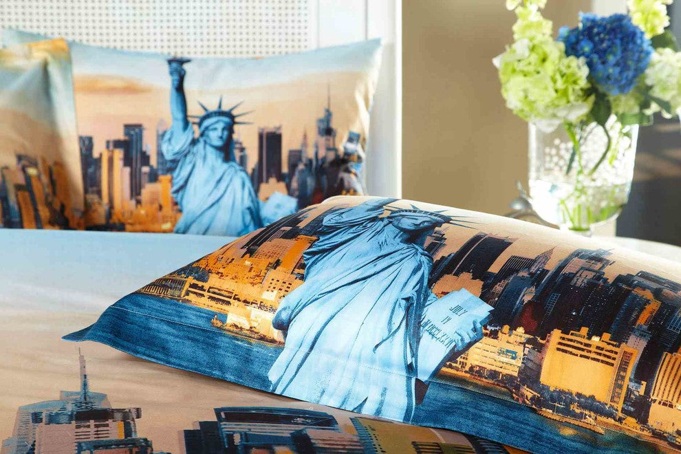 Twin Size Duvet Cover Sheet Set, Statue of Liberty