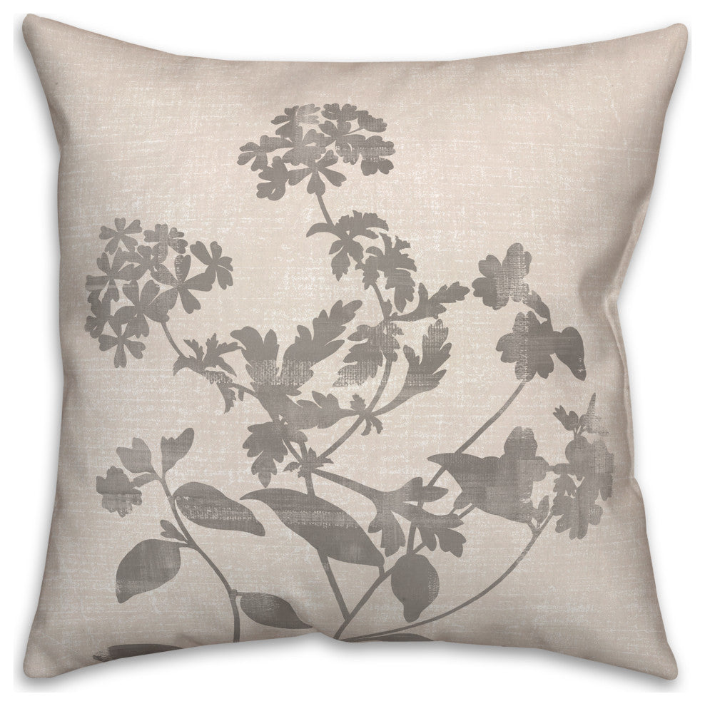 Neutral Distressed Florals 18"x18" Spun Poly Pillow
