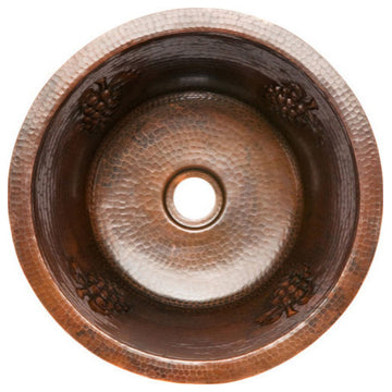 Premier Copper Products BR16DB3 16" Round Copper Prep Sink w/ 3.5" Drain Opening