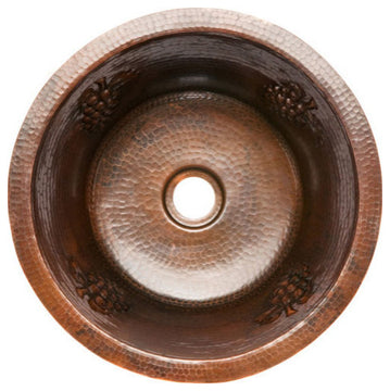 Premier Copper Products BR16DB3 16" Round Copper Prep Sink w/ 3.5" Drain Opening