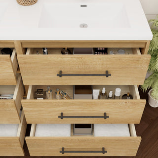 Victoria 60" Double Sink Solid Wood Bath Vanity, Oak