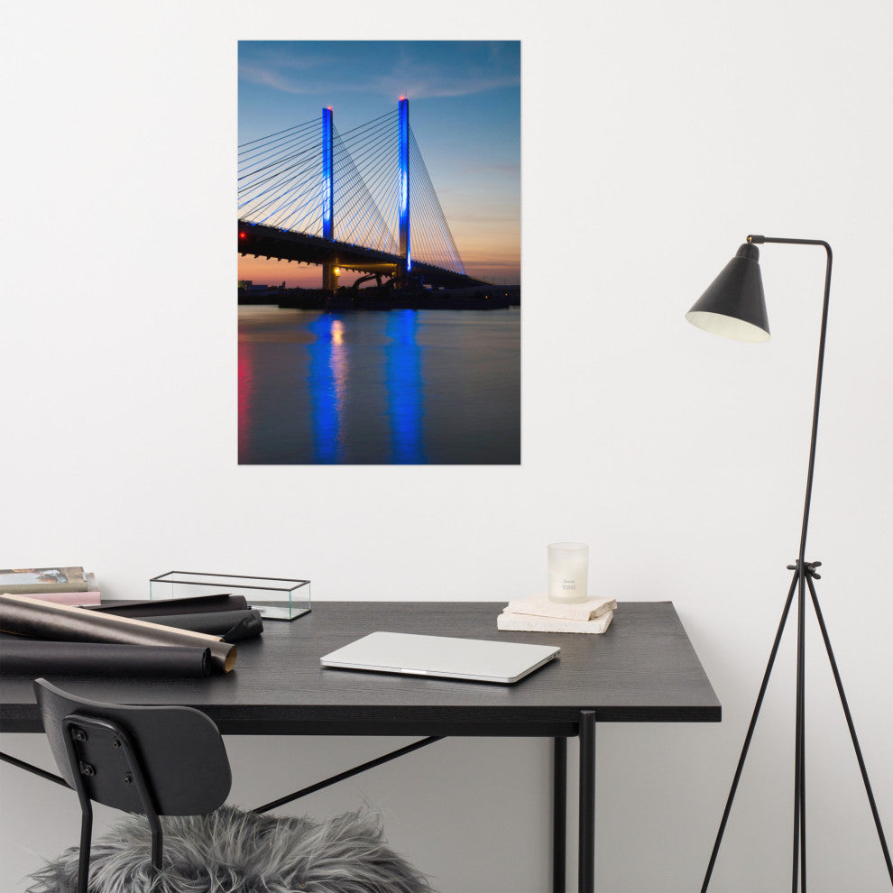 Indian River Inlet Bridge 2 Night Photography Unframed Wall Art Print, 24" X 36"