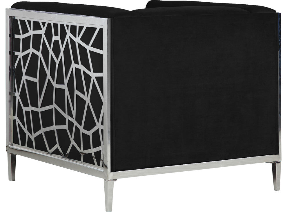 Opal Velvet Upholstered Chair, Black