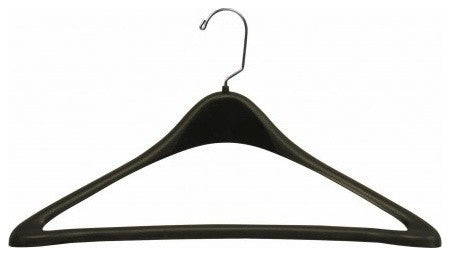 Plastic Curved Oversized Suit Hanger, Black, Chrome Finish, Set of 100