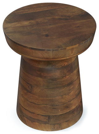 Robbie SOLID MANGO WOOD Accent Table, Walnut Brown