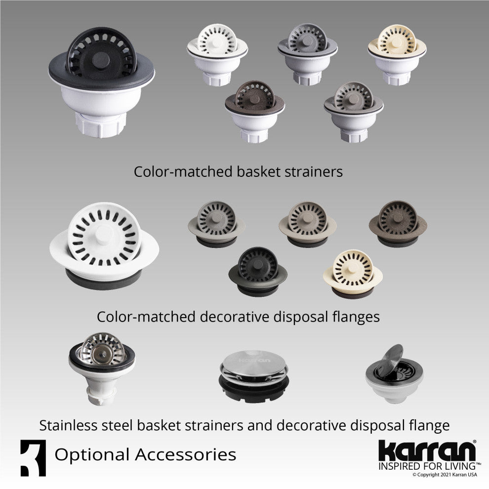 Karran QT-820 Top Mount 25" Single Bowl Quartz Kitchen Sink Kit, Brown