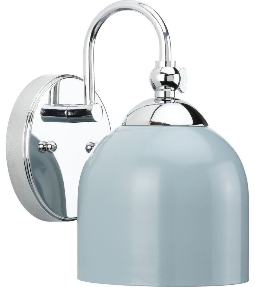 Dalton Collection 1-Light Polished Chrome Coastal Blue Vanity Light