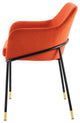 Dining Chair, Set of 2, Orange Black, Velvet, Modern Cafe Bistro Hospitality