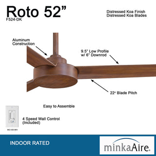 MinkaAire Roto Roto 52" 3 Blade Indoor Ceiling Fan - Coal