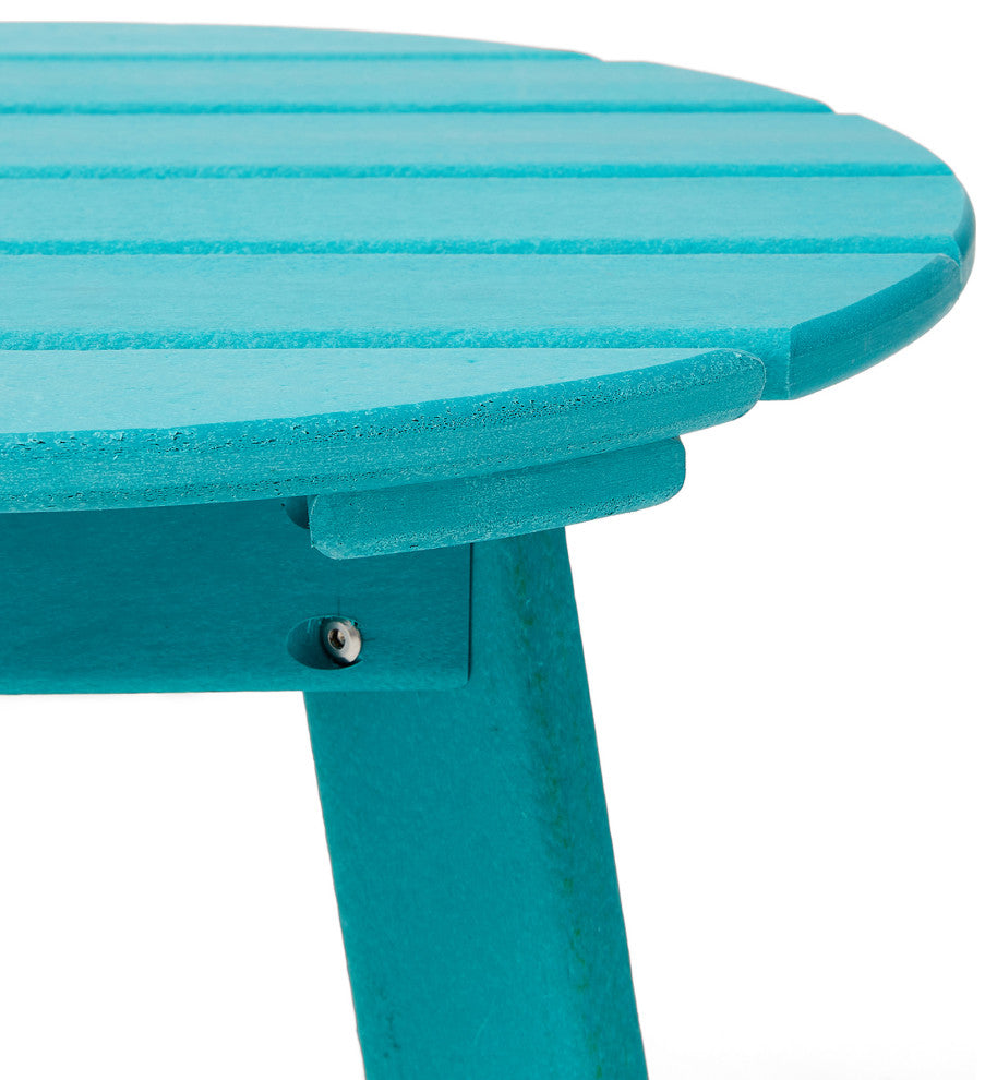 20"D Outdoor Patio HDPE Round Side Table, Aqua