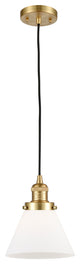 Large Cone 1 Light Mini Pendant, Satin Gold, Matte White