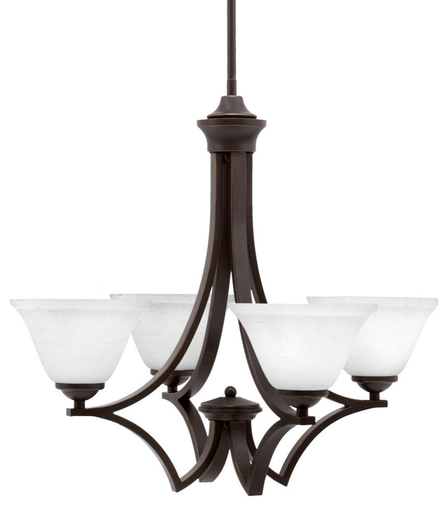Zilo Uplight, 4 Light, Chandelier, Dark Granite Finish, 7" White Muslin Glass