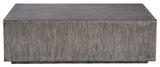 Modern Minimalist Wood Cube Block Coffee Table Solid Rectangle Gray Distressed