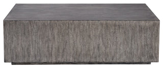 Modern Minimalist Wood Cube Block Coffee Table Solid Rectangle Gray Distressed