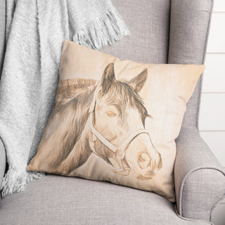Black And White Horse 2 18"x18" Spun Poly Pillow