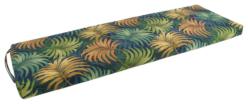 60"X19" Patterned Outdoor Spun Polyester Bench Cushion, Laperta Monsoon