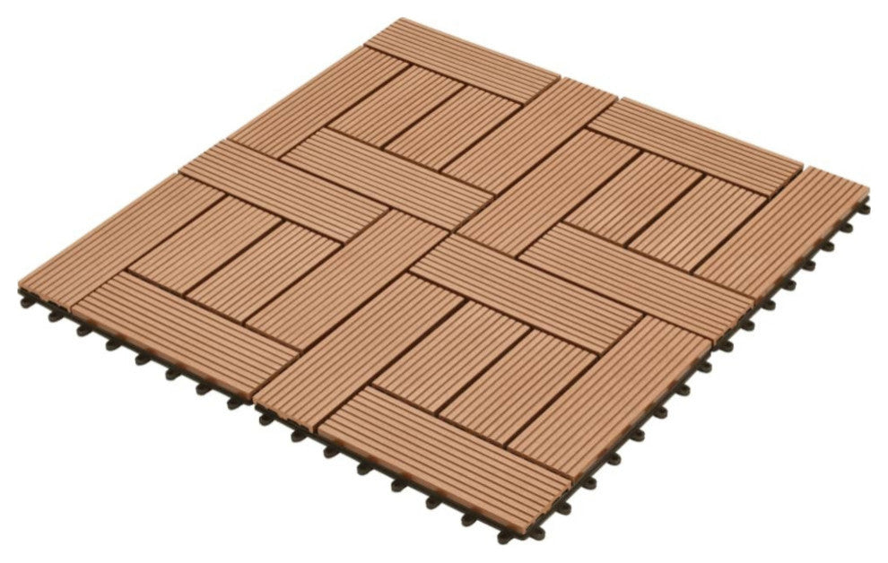 Brown 11-Piece 11.8"x11.8" Decking Tiles WPC 11'