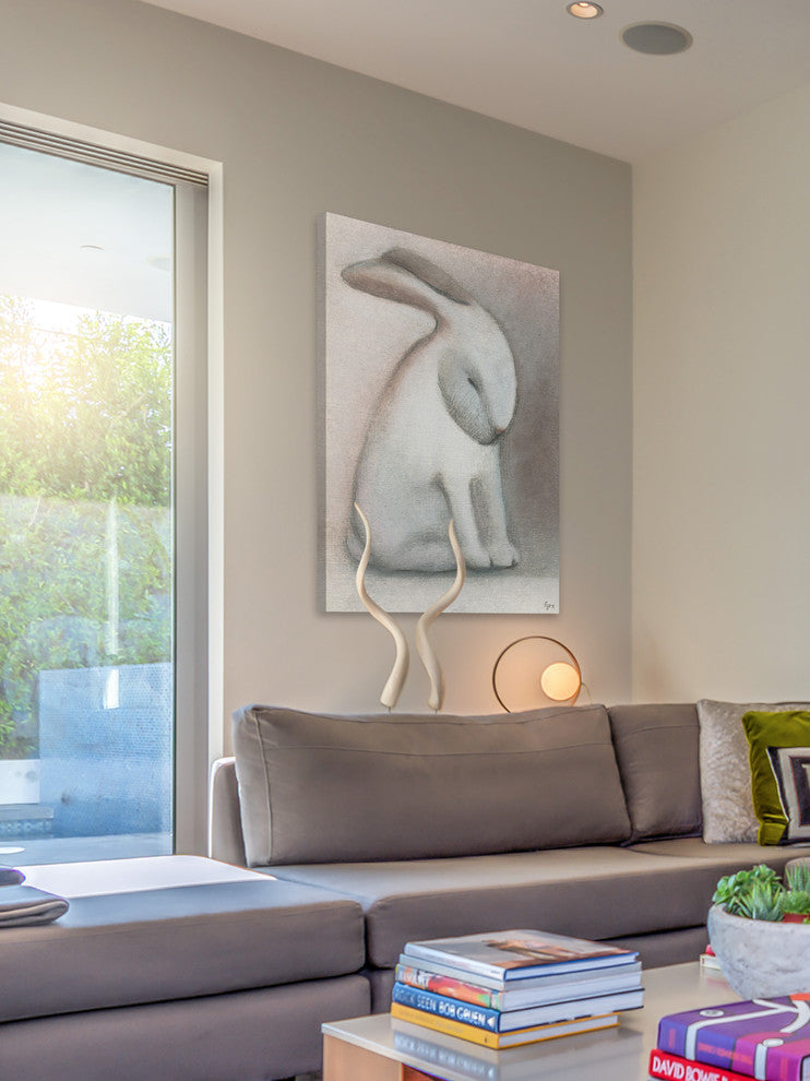 "Rabbit Reflexion" Painting Print on Wrapped Canvas, 24"x36"
