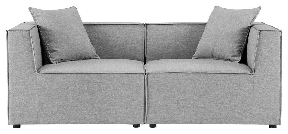 Saybrook Outdoor Patio Upholstered 2-Piece Sectional Sofa Loveseat Gray