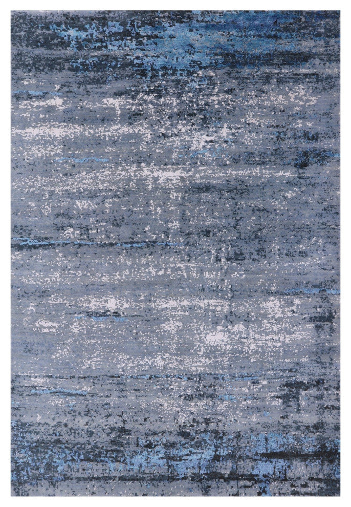 Modern Hand Knotted Wool and Silk Rug 6' 2" X 9' 2" Q7141