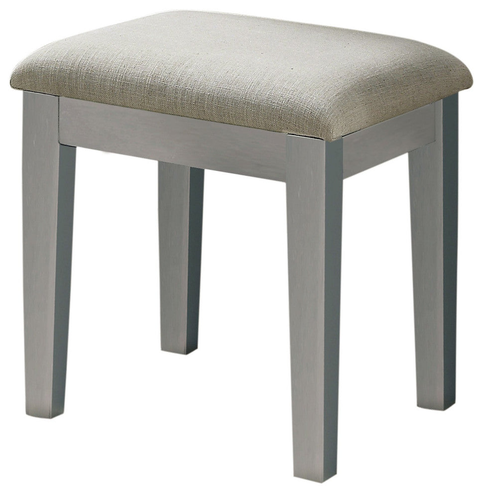 Unique Vanity Set, Mirrored Design With Liftable Tabletop With Mirror, Silver