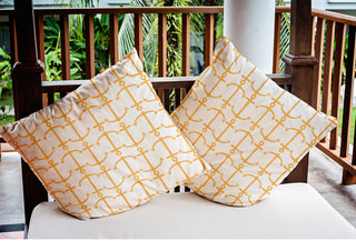 Anchor Pattern Polyester Indoor/Outdoor Pillow, Egg Yolk Yellow, 20"x20"