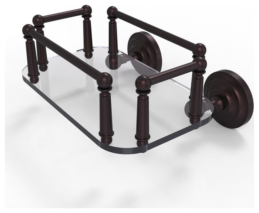 Que New Wall Mounted Glass Guest Towel Tray, Antique Bronze
