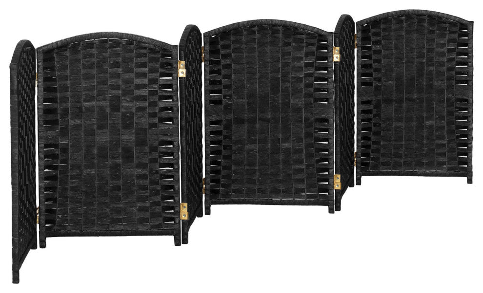 2 ft. Short Diamond Weave Fiber Room Divider Black 6 Panel