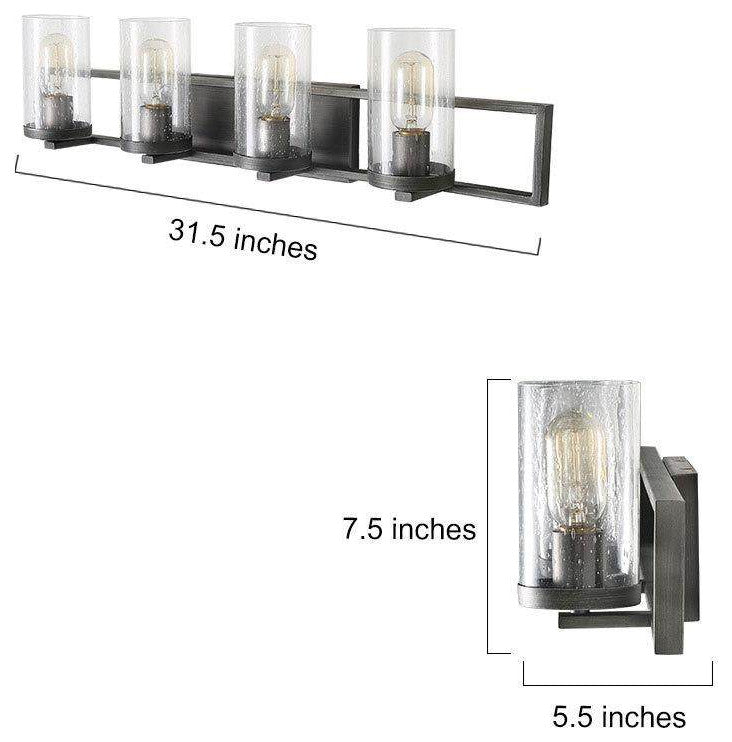 LNC 3-Light Glass Wall Sconces Bathroom Wall lights Rustic Vanity Light, 4 Lights