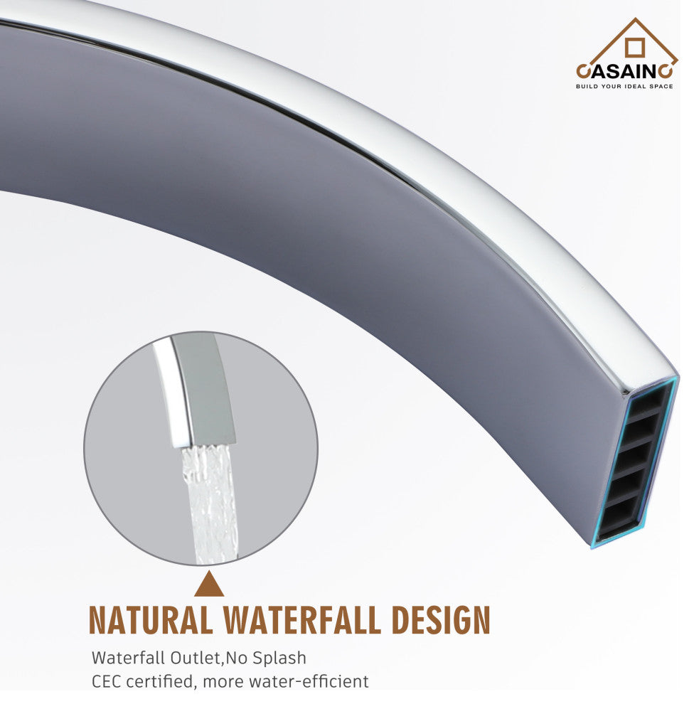Floor Mount Bathtub Faucet with Hand Shower, Chrome
