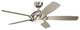 54" Geno Fan LED, Brushed Stainless Steel/Walnut/Silver Blade