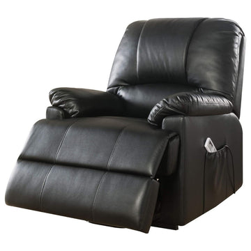 Modern Beige Power Lift Recliner, Faux Leather, Massage Function, Black