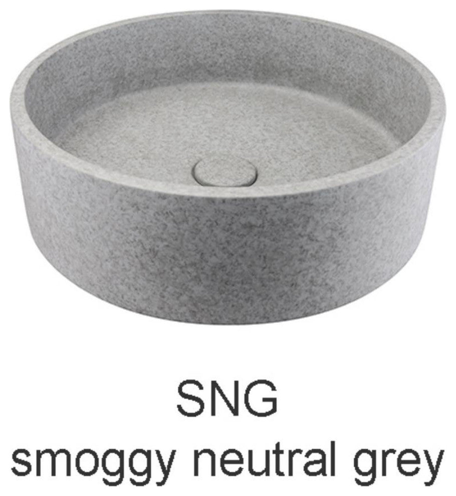Dark Grey Round Concrete Vessel Bathroom Sink