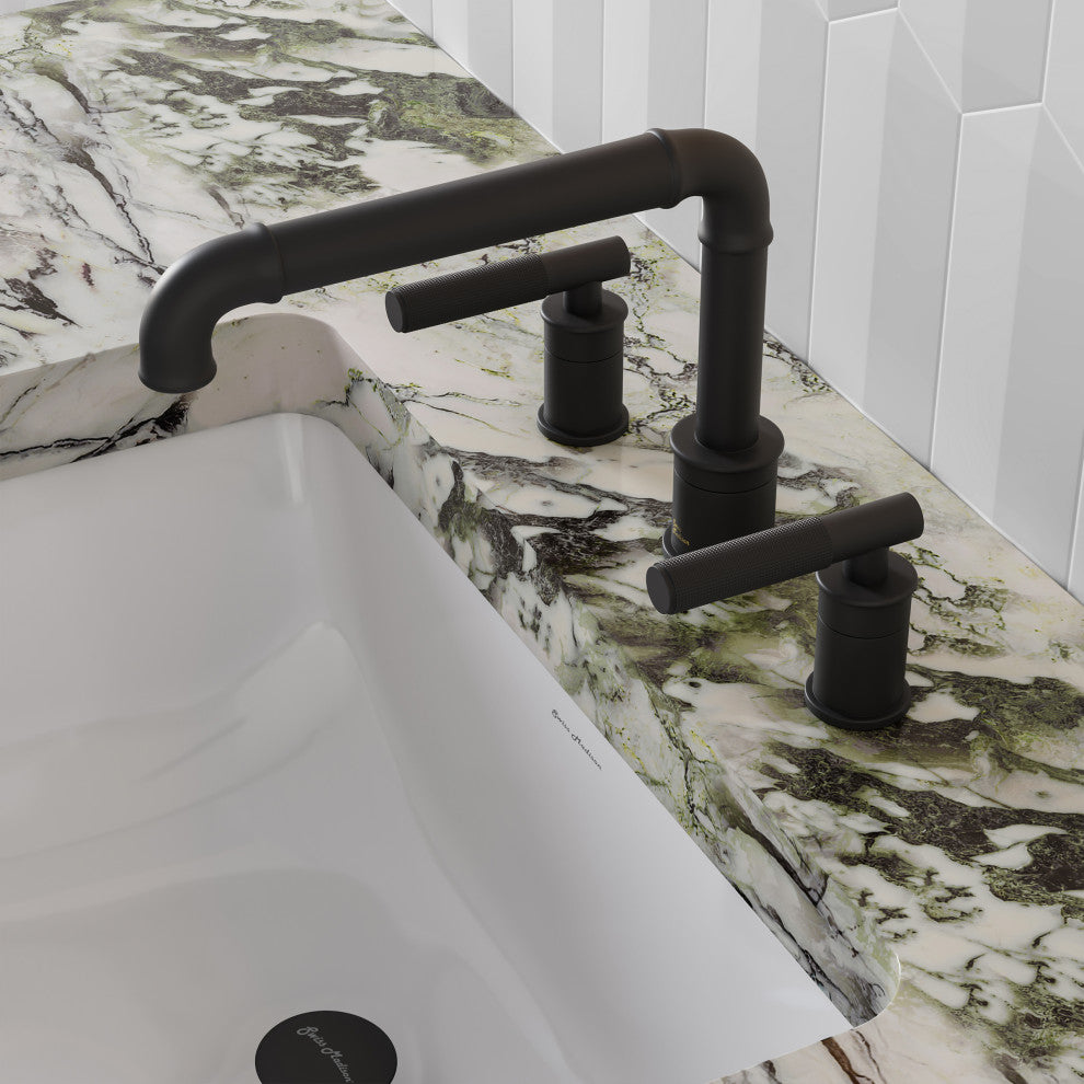 Avallon 8" Widespread, Sleek Handle, Bathroom Faucet, Matte Black