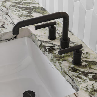 Avallon 8" Widespread, Sleek Handle, Bathroom Faucet, Matte Black