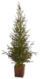 4' Alpine Natural Look Artificial Christmas Tree, Wood Planter With Pine Cones