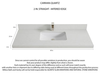 Cambridge 60 Single Bathroom Vanity in White 2" Carrara Quartz