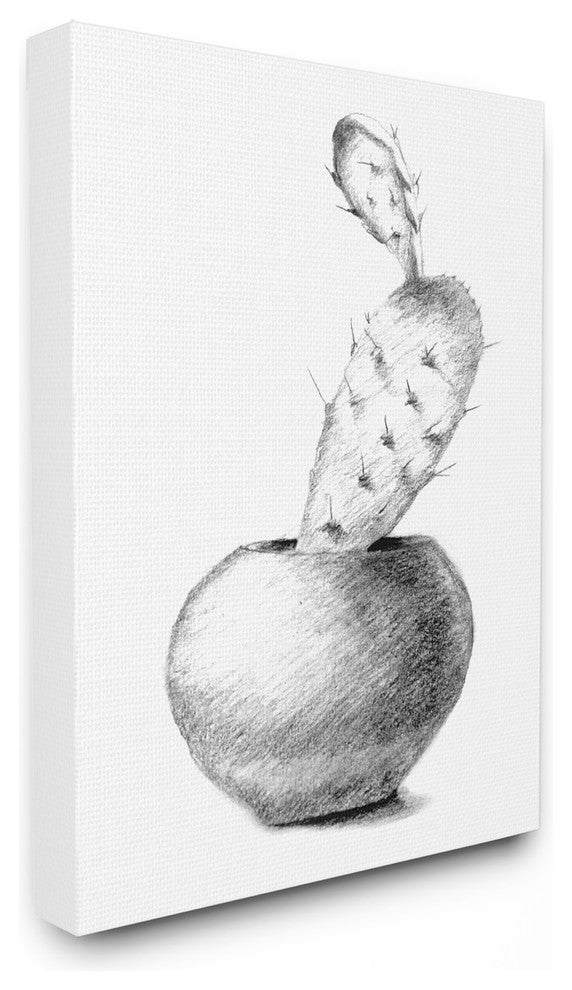 Stupell Ind. Cactus Graphite Drawing Canvas Wall Art, 24x30