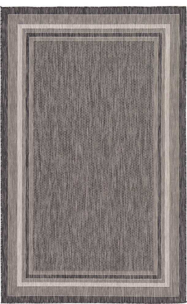 Unique Loom Black Soft Border Outdoor 5' 0 x 8' 0 Area Rug