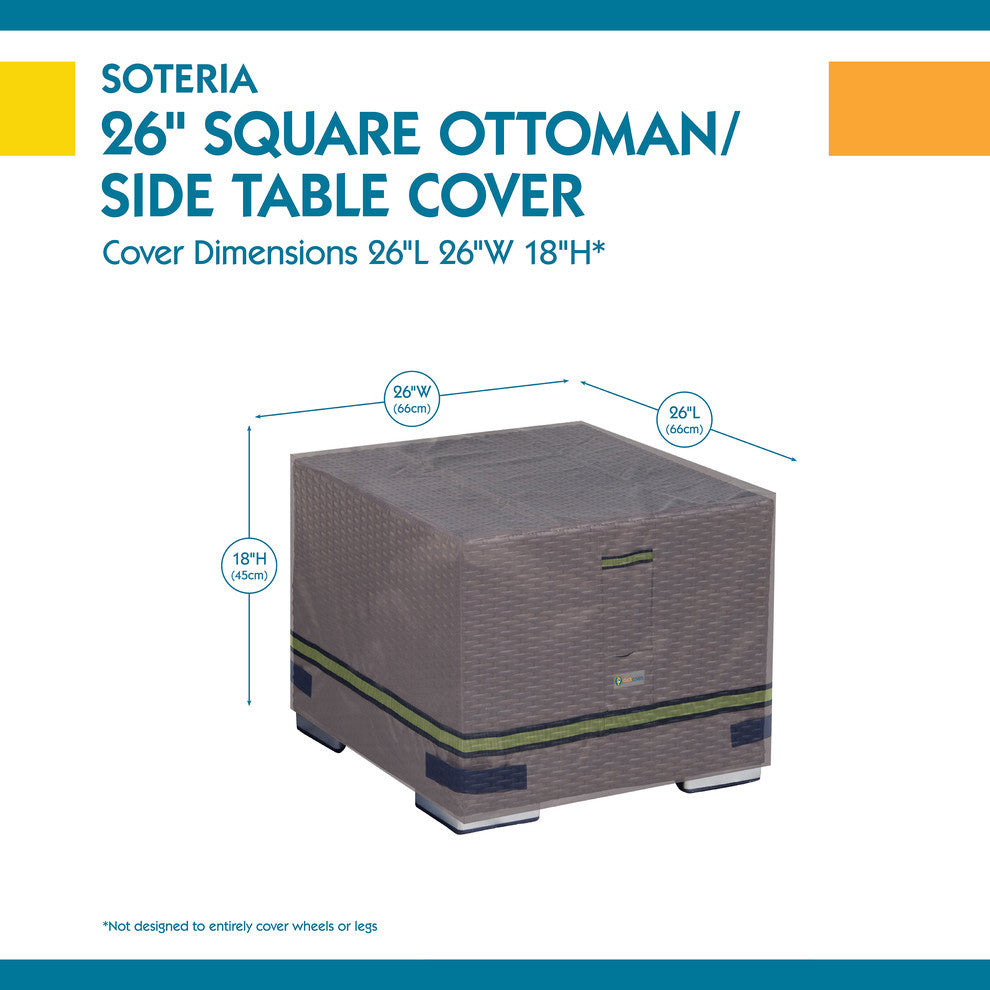 Duck Covers Soteria RainProof 26 in. Square Patio Ottoman/Side Table Cover