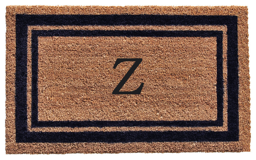 Dark Blue Border 18"x30" Monogram Doormat, Letter Z