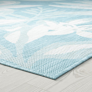 Edda Transitional Floral Indoor Rug, Aqua/Cream, 4'x5'3"
